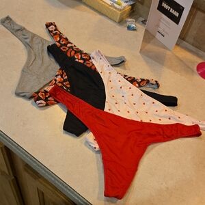 5 Pack Of Silky Thong Panties